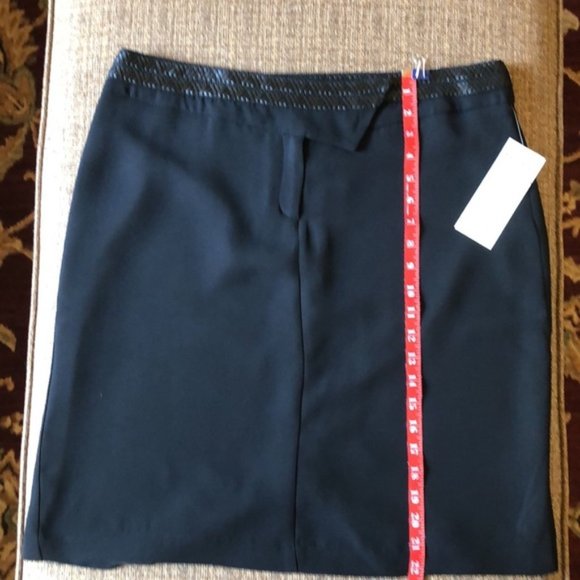 Vintage Ribkoff Black Midi Skirt w/Pleather Trim - Picture 5 of 10